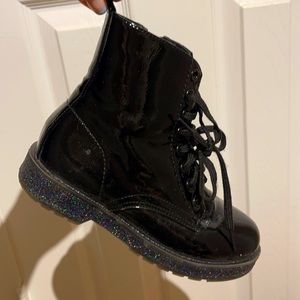 MIA Girls Black Patent lace up Boots